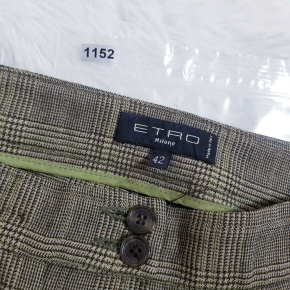 ETRO Plaid Hounds tooth Print Mid Rise Trouser Folded Hem - Picture 10 of 10